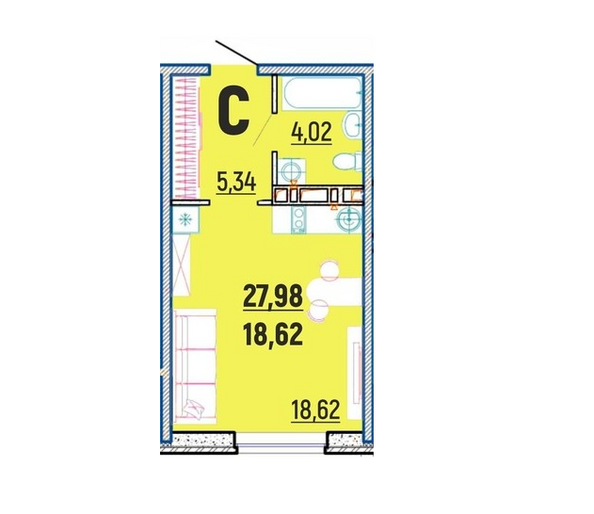 Планировка Студия 27,98 м²