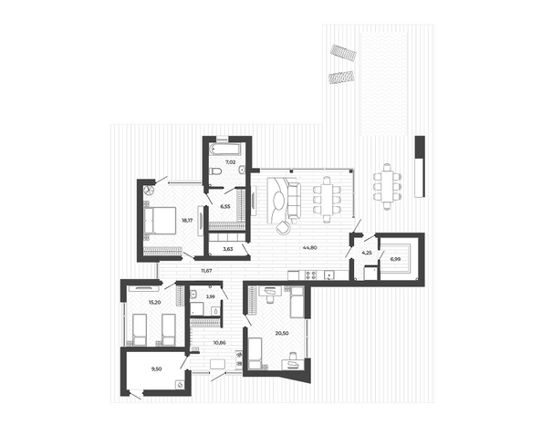 Планировка  196,37 м²