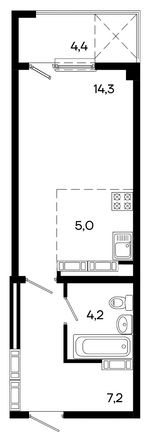 Планировка 1-комн 35,1 м²