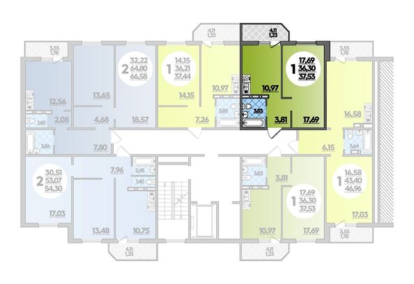 Планировка 1-комн 37,53 м²