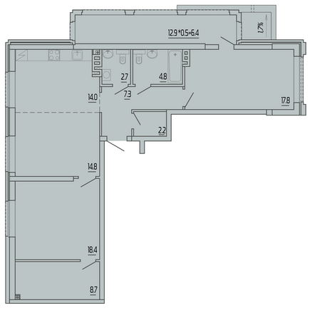 Планировка 3-комн 97,2 м²