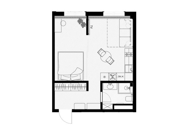 Планировка 1-комн 38,9 м²