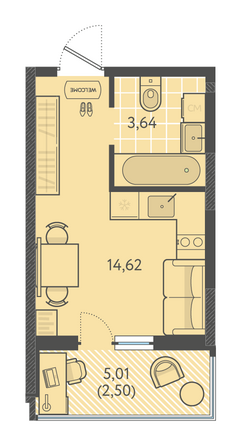 Планировка Студия 21,5 м²
