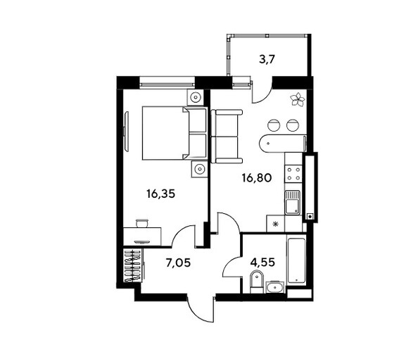 Планировка Студия 27,4 м²