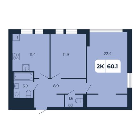Планировка 2-комн 60,1 м²