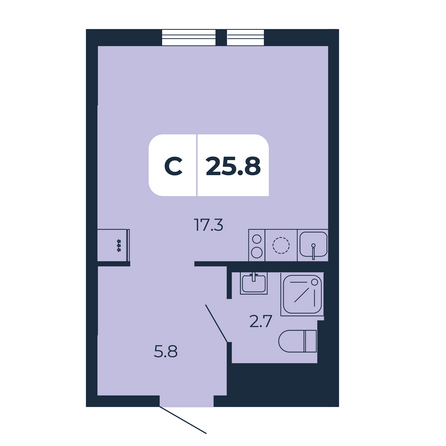 Планировка Студия 25,8 м²