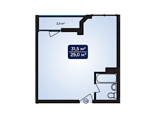 Планировка 1-комн 29, 31,5 м²
