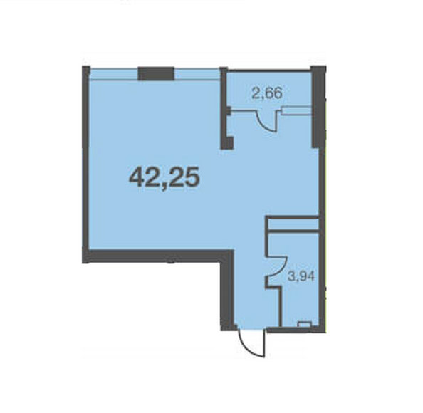 Планировка 1-комн 42,25 м²