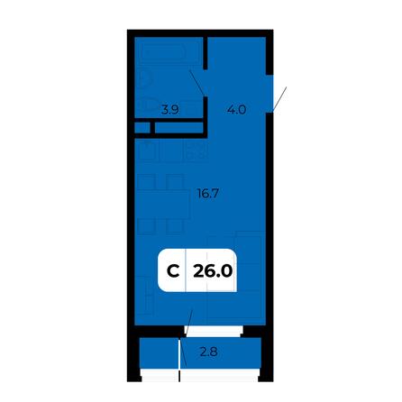 Планировка Студия 26 м²