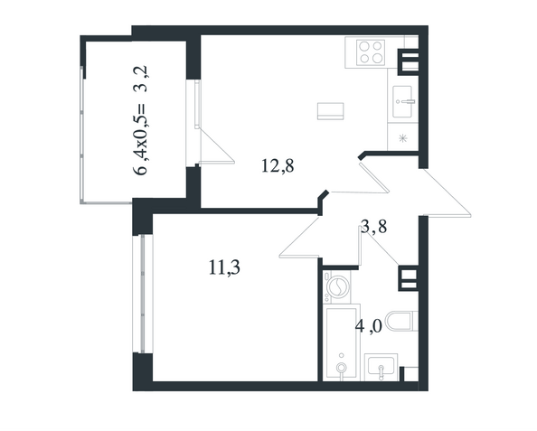 Планировка 1-комн 35,1 м²