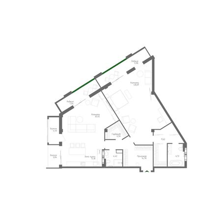 Планировка Апартамент 163,03 м²