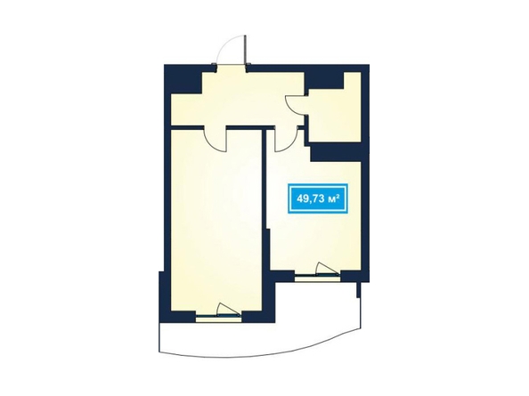 Планировка 2-комн 49,34 - 49,74 м²