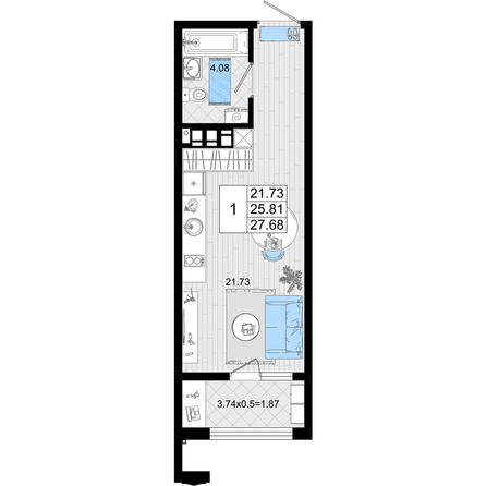 Планировка Студия 27,68 м²