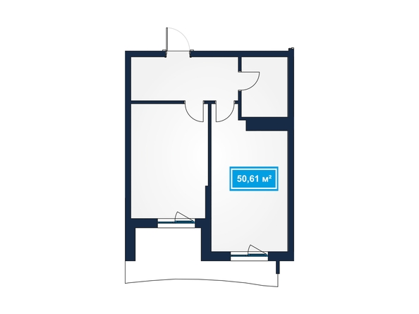 Планировка 2-комн 46,88 - 50,65 м²