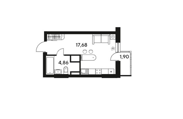 Планировка Студия 24,44 м²