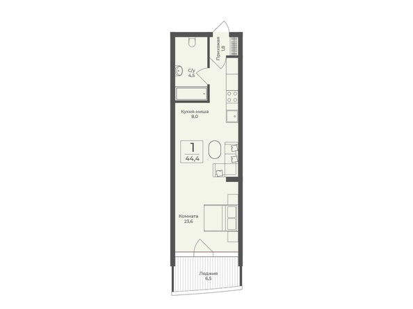 Планировка Апартамент 44,4 м²