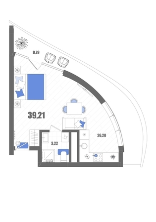 Планировка Номер 39,21, 39,33 м²