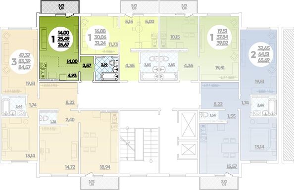 Планировка 1-комн 26,67 м²