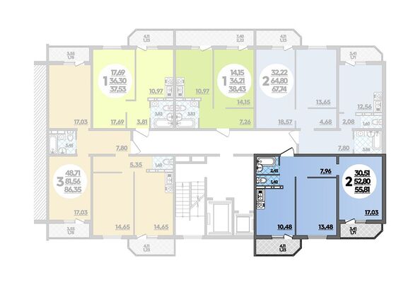 Планировка 2-комн 55,81 м²
