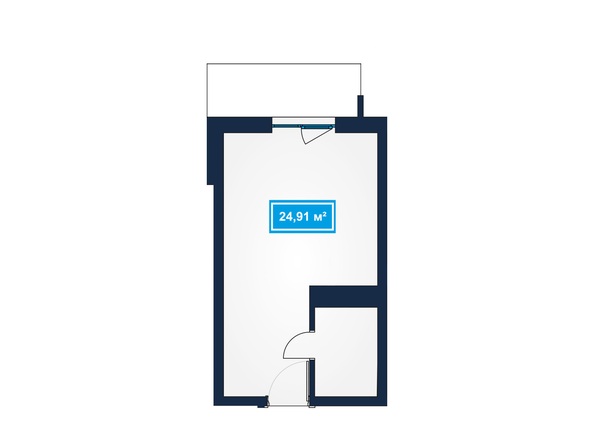 Планировка 1-комн 24,76, 24,91 м²