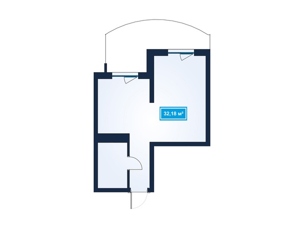 Планировка 2-комн 32,18 м²