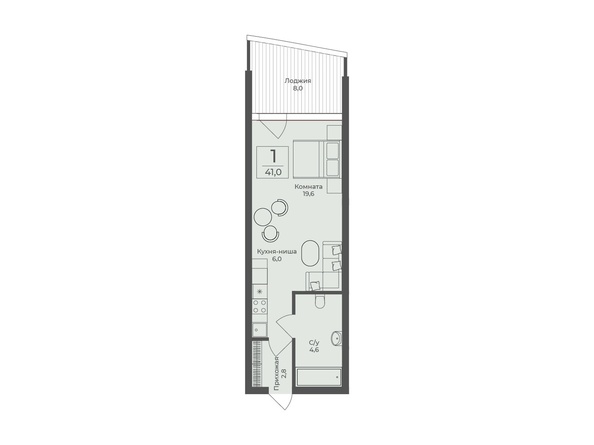 Планировка Апартамент 41 м²