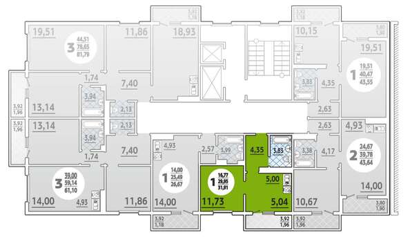 Планировка 1-комн 31,91 м²