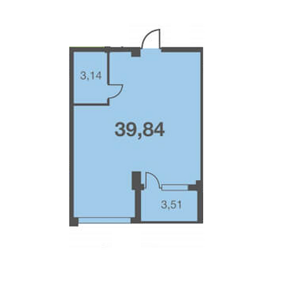 Планировка 1-комн 39,84 м²