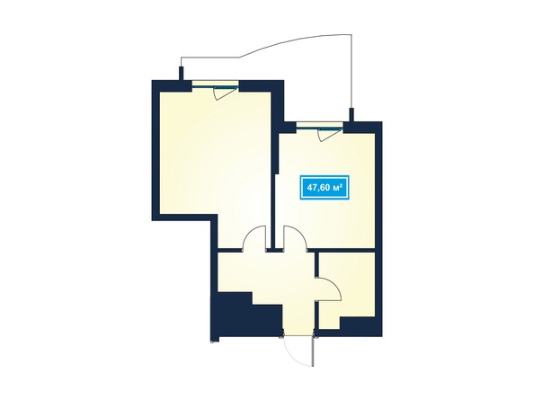 Планировка 2-комн 47,43 - 47,66 м²