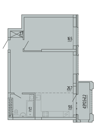 Планировка 2-комн 62,8 м²