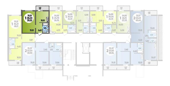 Планировка 1-комн 39,52 м²