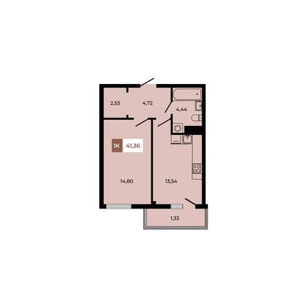 Планировка 1-комн 41,36 м²