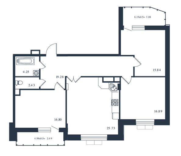 Планировка 3-комн 106,79 м²