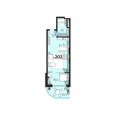 Планировка 2-комн 68,5 м²