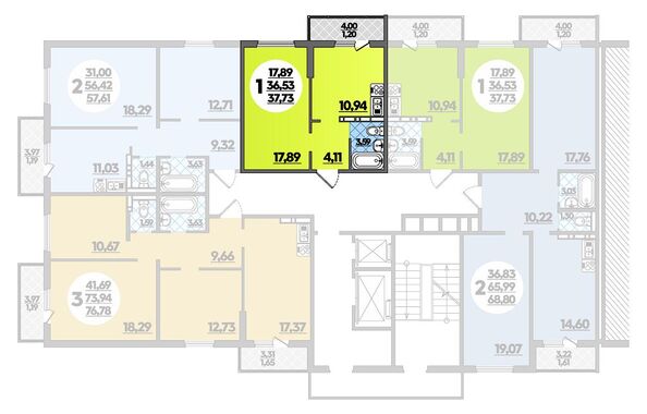 Планировка 1-комн 37,73 м²