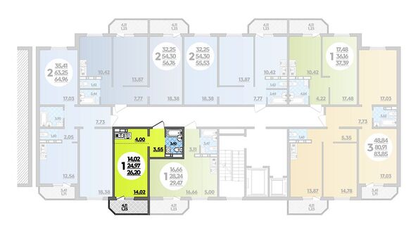 Планировка 1-комн 26,2 м²