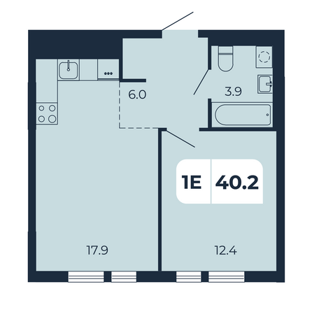 Планировка 1-комн 40,2 м²