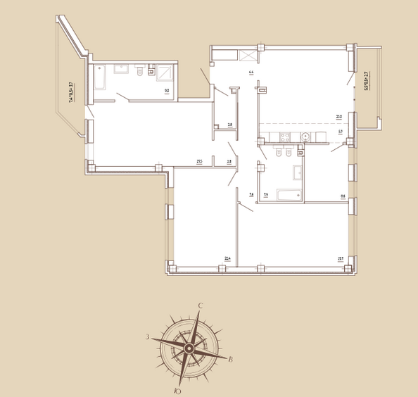 Планировка 4-комн 151,8 м²
