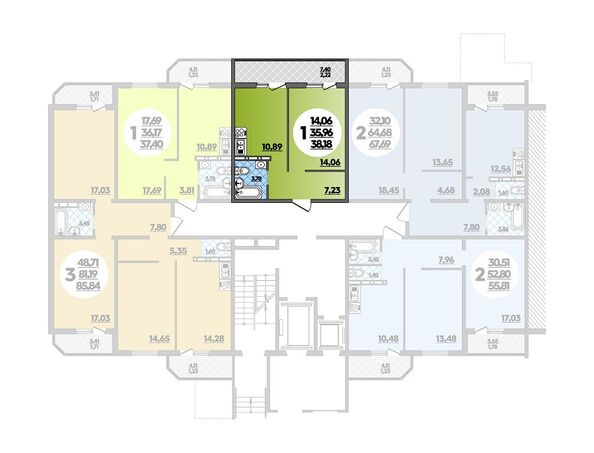 Планировка 1-комн 38,18 м²