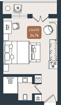 Планировка Номер 34,76 м²