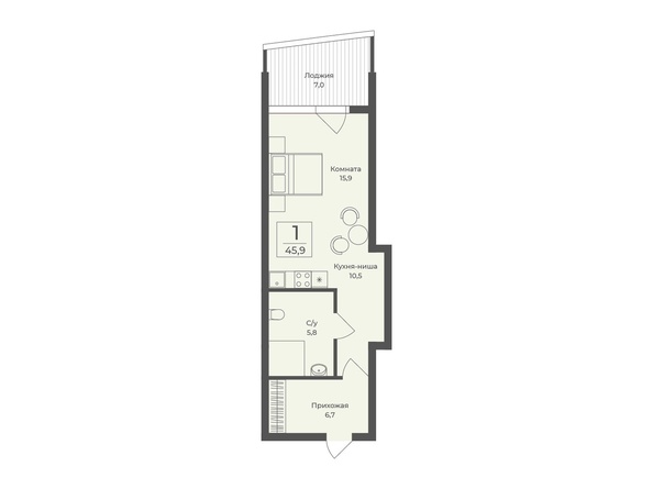 Планировка Апартамент 45,9 м²