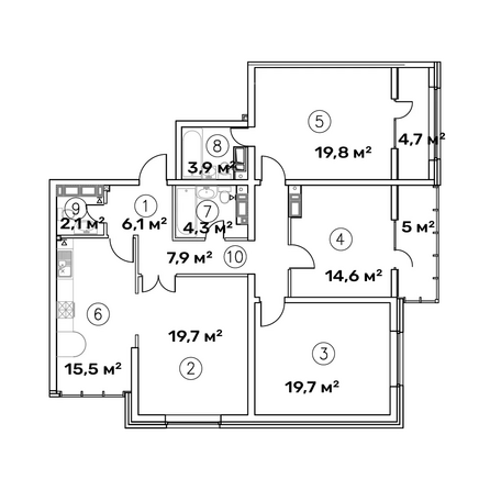 Планировка 4-комн 123,3 м²