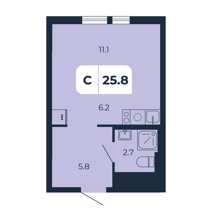 Планировка Студия 25,8 м²