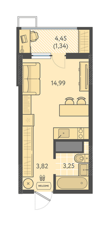 Планировка Студия 23,4 м²
