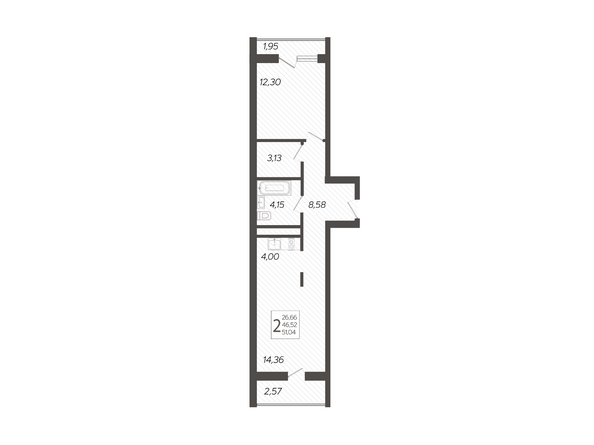 Планировка 2-комн 51,04 м²