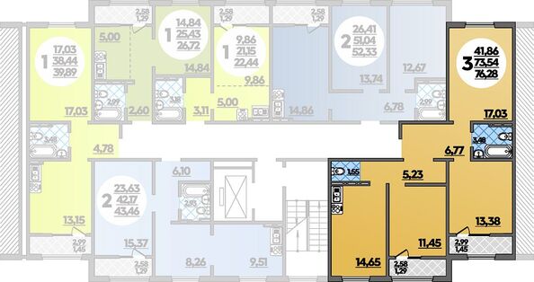Планировка 3-комн 76,32 м²