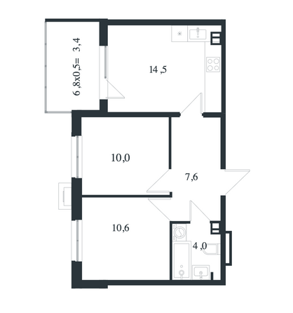 Планировка 2-комн 50,1 м²