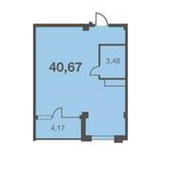 Планировка 1-комн 40,67 м²