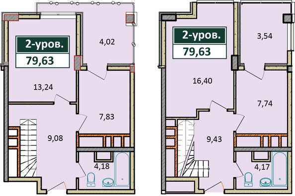 Планировка 3-комн 79,63 м²
