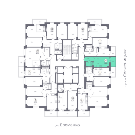 Планировка Студия 24,57 м²
